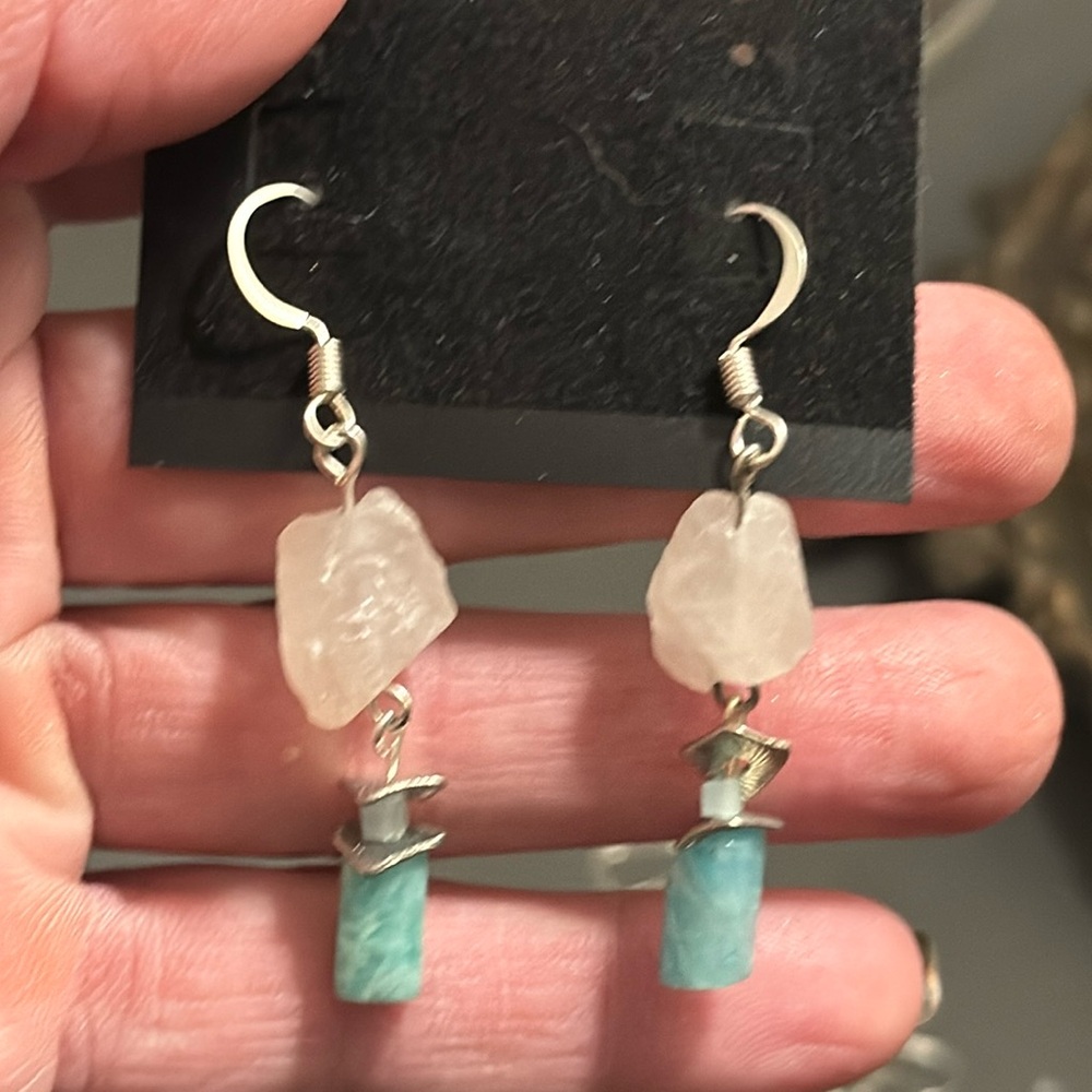 Amazonite & Quartz Earrings